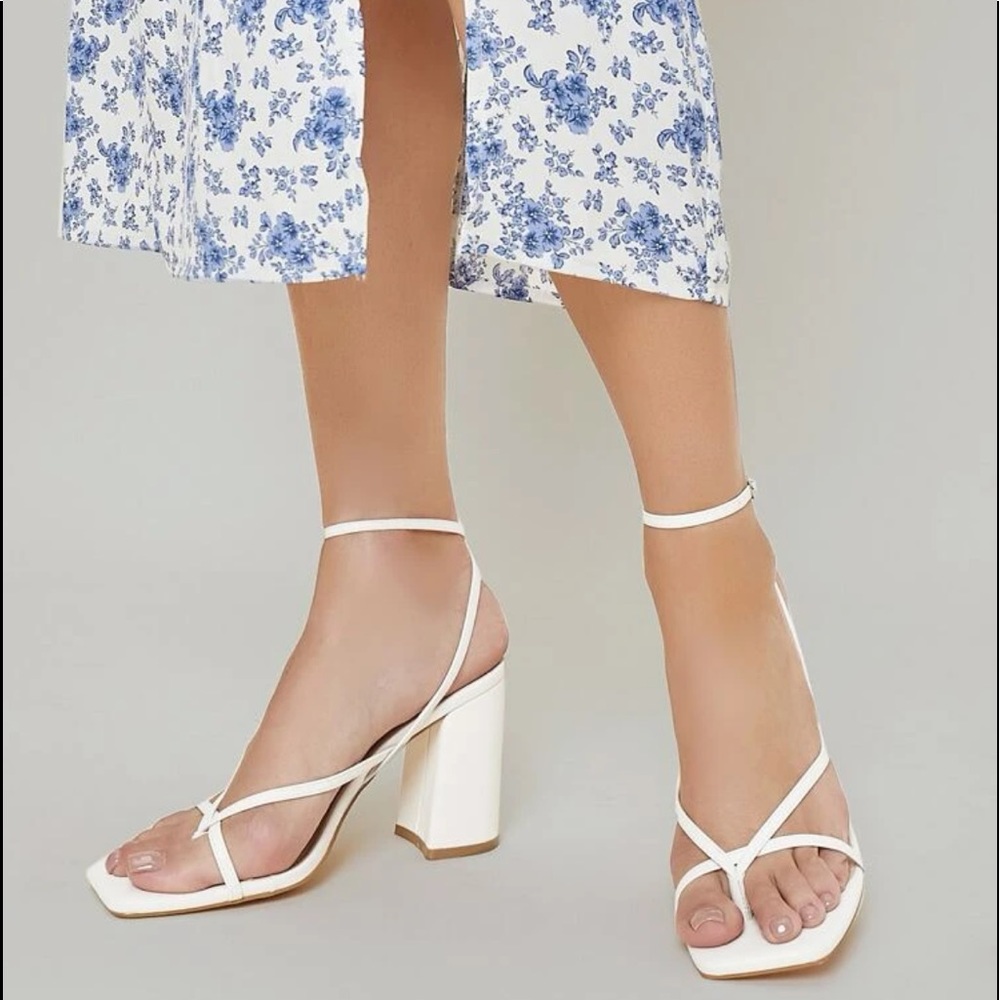 White chunky heels